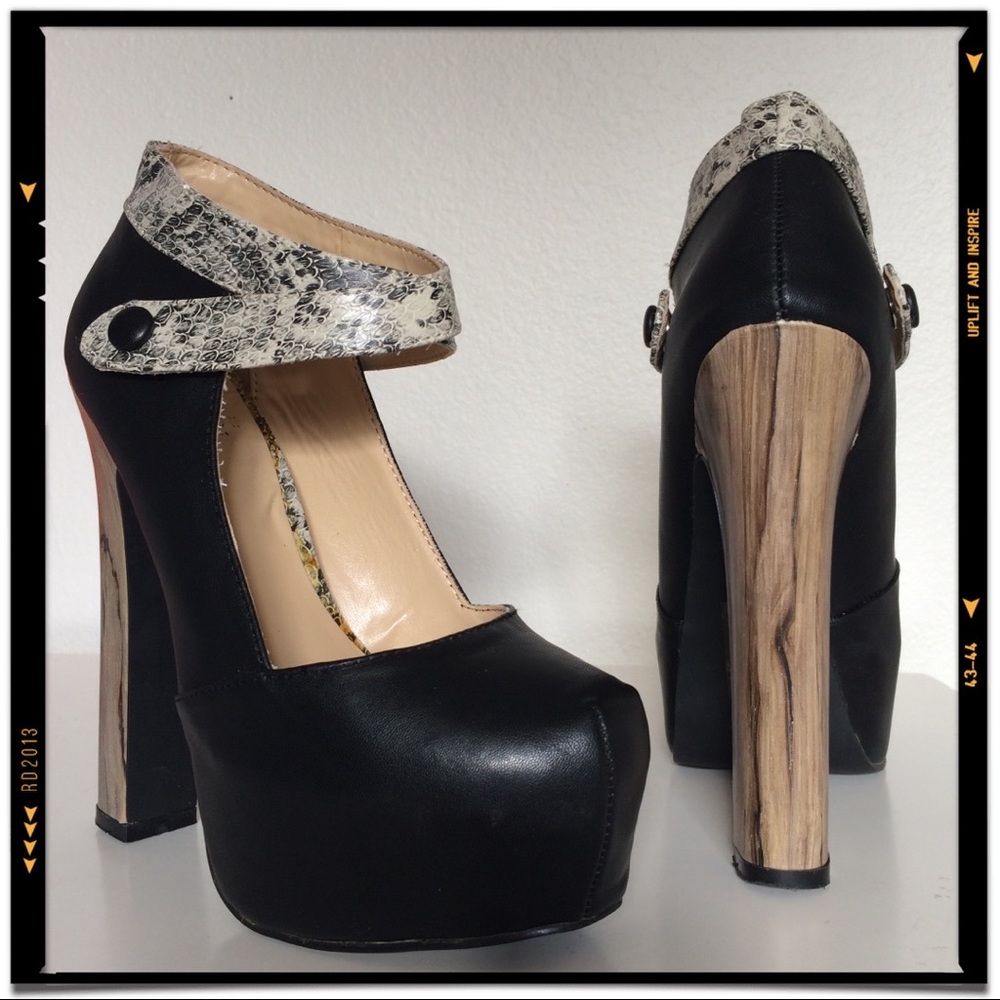 Madison Nita Ankle Strap Platform Black Sz 6